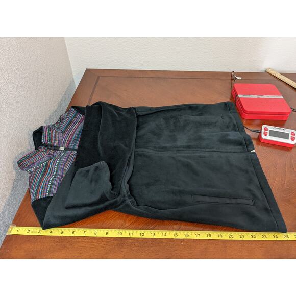 Fila Sport Faux Fur Fleece Jacket M Black Full Zip Tribal Boho Long Sleeve Layer - Picture 10 of 13